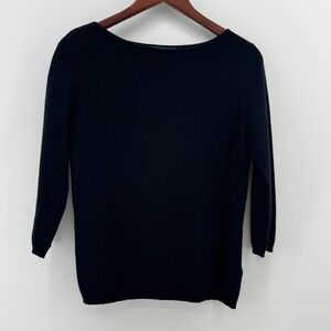 Lauren Ralph Lauren Womens Black 100% Cashmere Boat Neck 3/4 Sleeve Sweater M